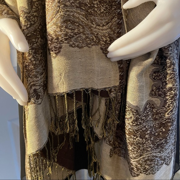 Pashmina Beige Brown Wrap Shawl - Picture 3 of 4